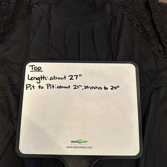 Women’s Black Pleated Shirt with Lace Sleeves XL NIP - Picture 7 of 10